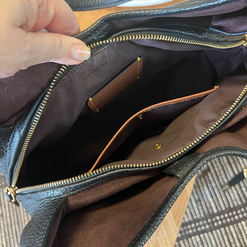 Coach Black and Gold Textured Shoulder Bag - Picture 10 of 13
